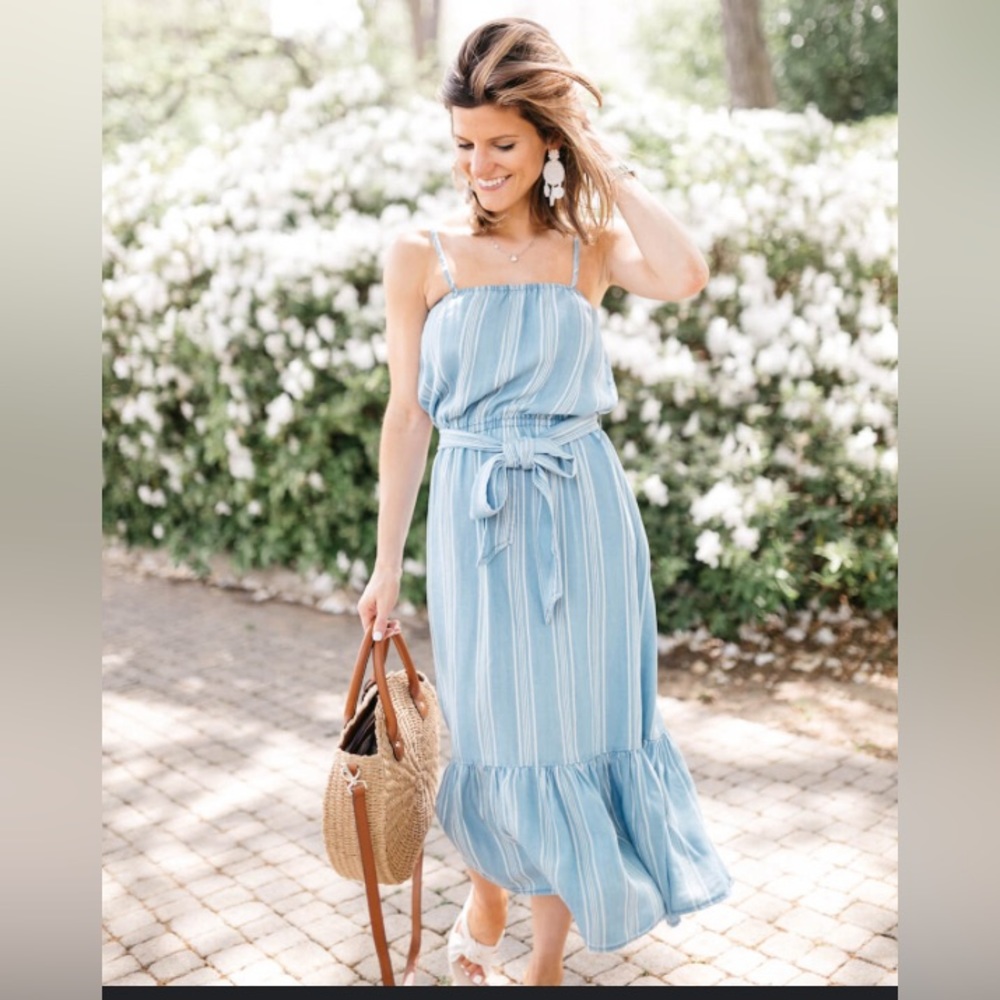 NWOT BB Dakota summer dress cotton blue‎ striped boutique size small